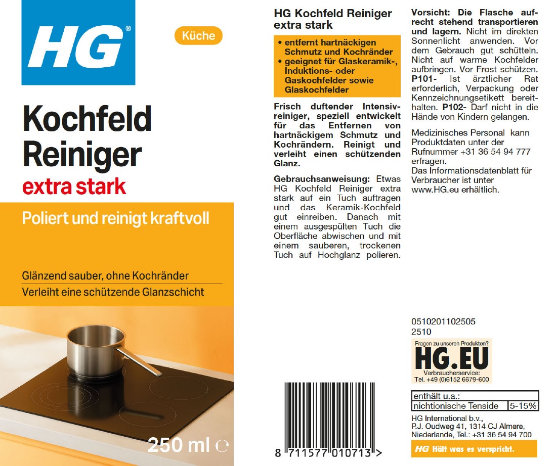 Etikett: HG Kochfeld Reiniger extra stark
