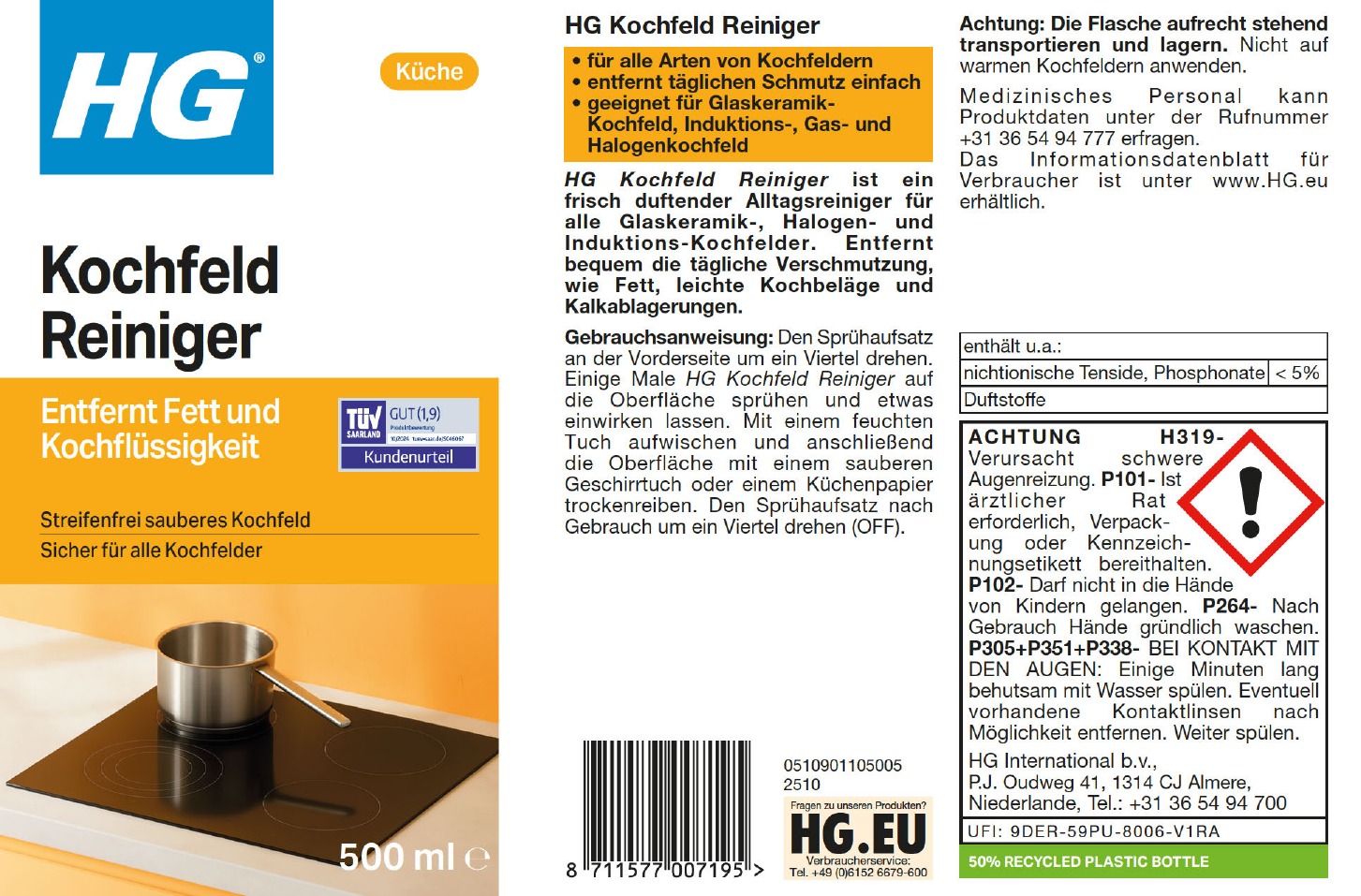 Etikett: HG Kochfeld Reiniger