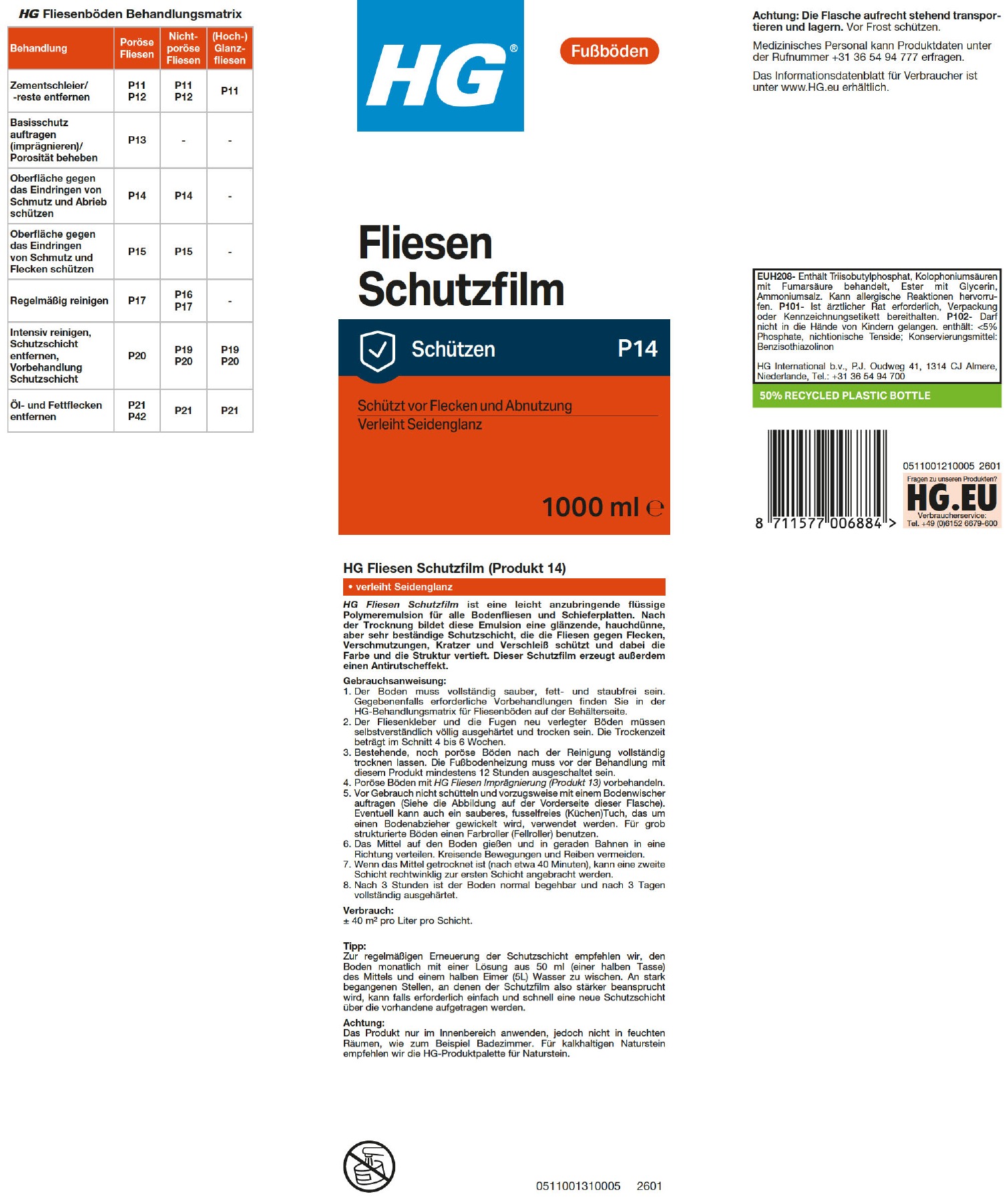 Etikett: HG Fliesen Schutzfilm