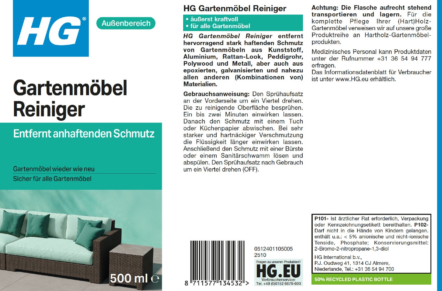 Etikett: HG Gartenmöbel Reiniger