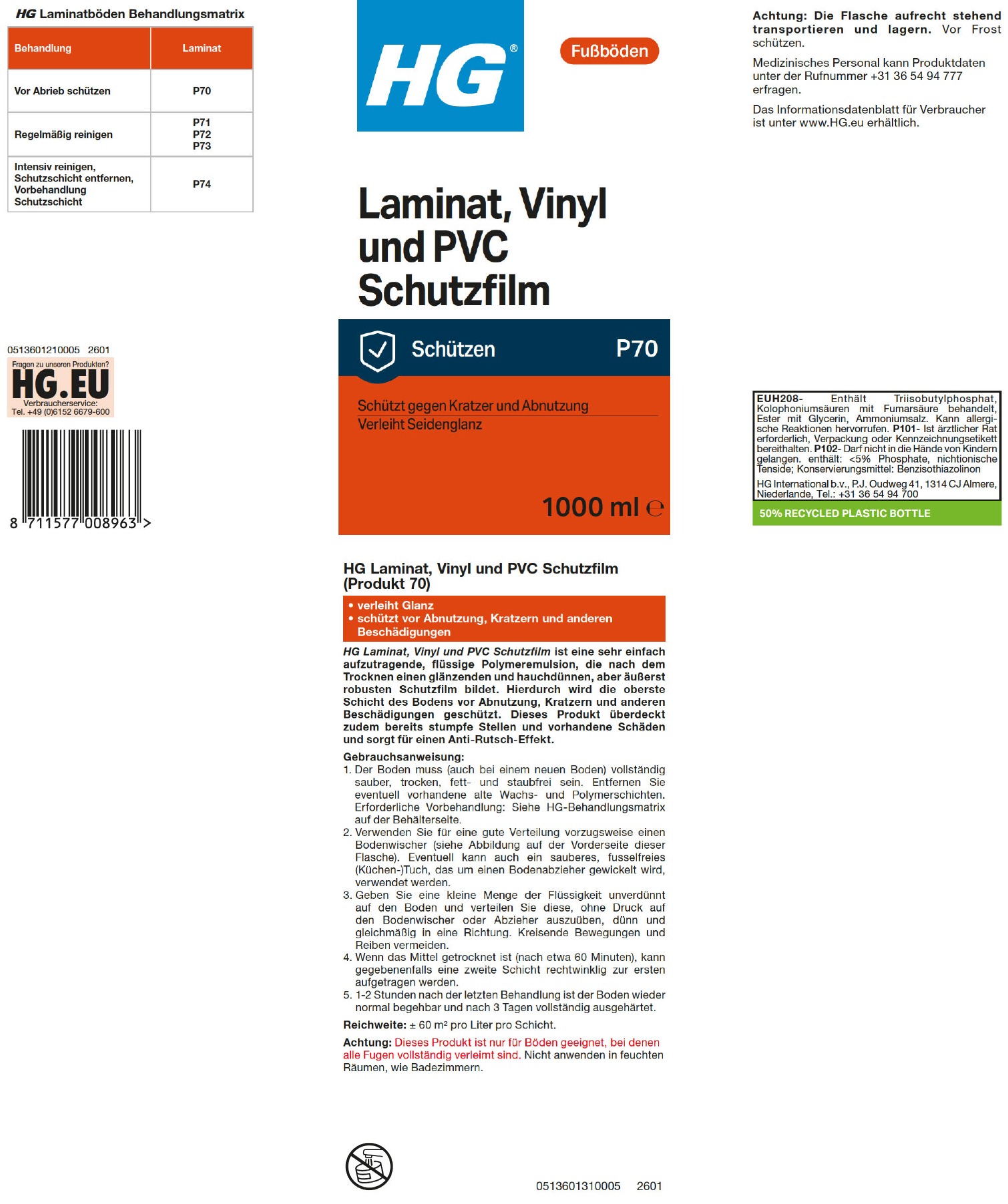 Etikett: HG Laminat Schutzfilm
