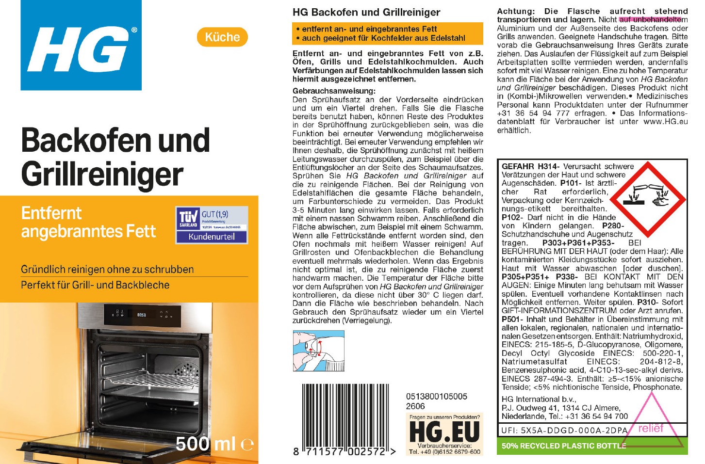 Etikett: HG Backofen und Grillreiniger