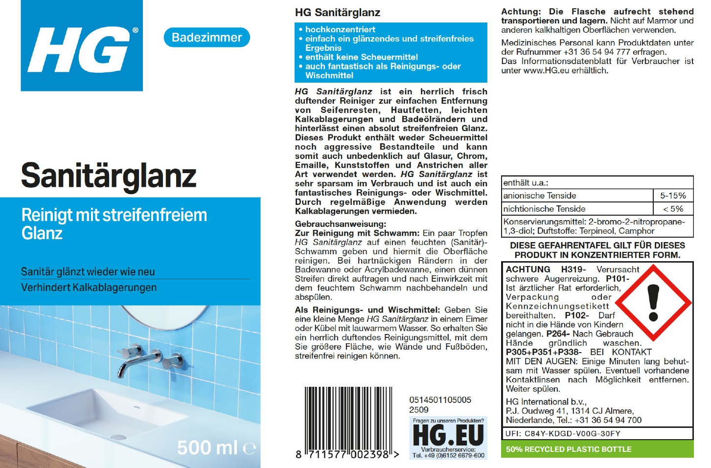 Etikett: HG Sanitärglanz