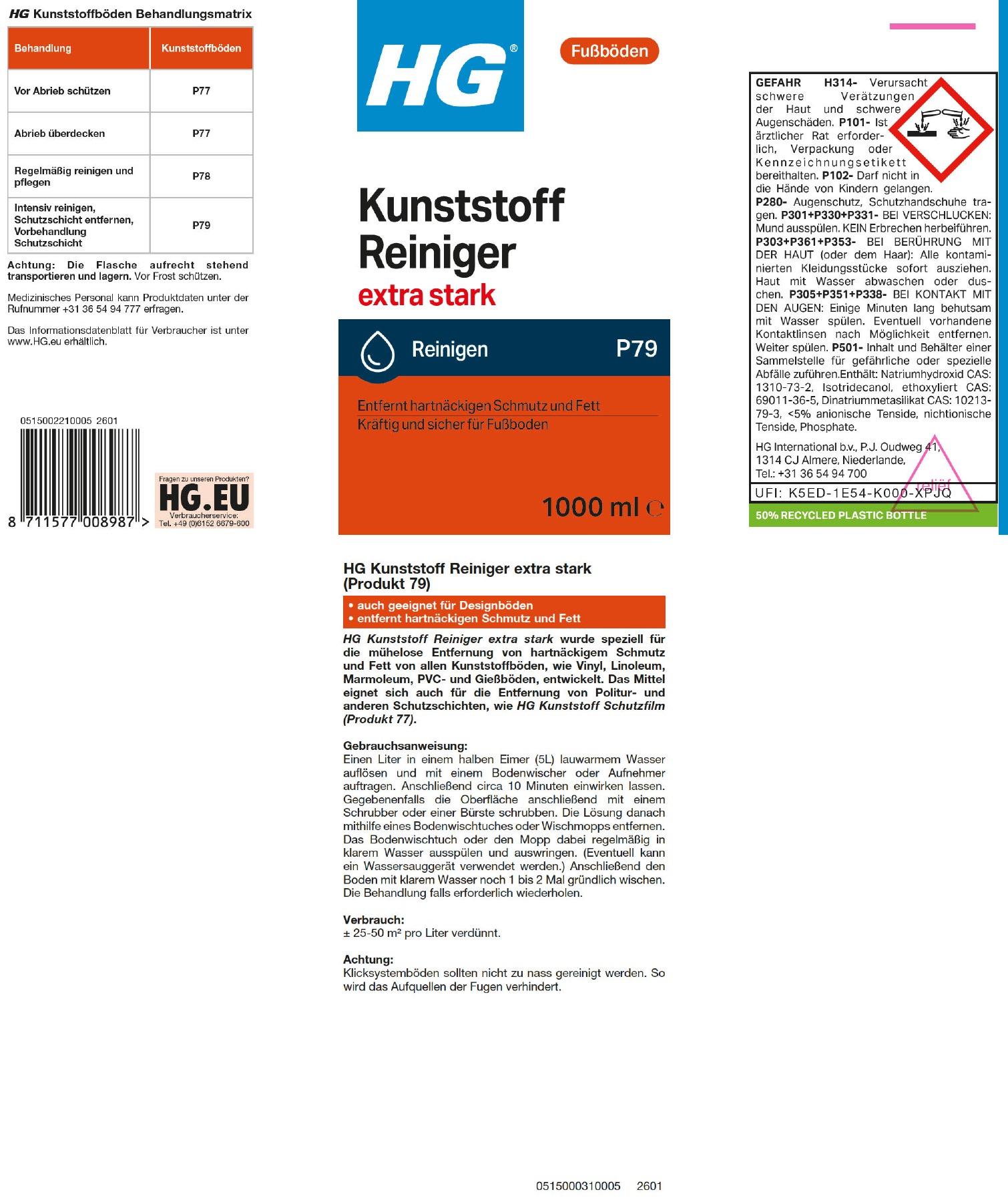 Etikett: HG Kunststoff Reiniger extra stark