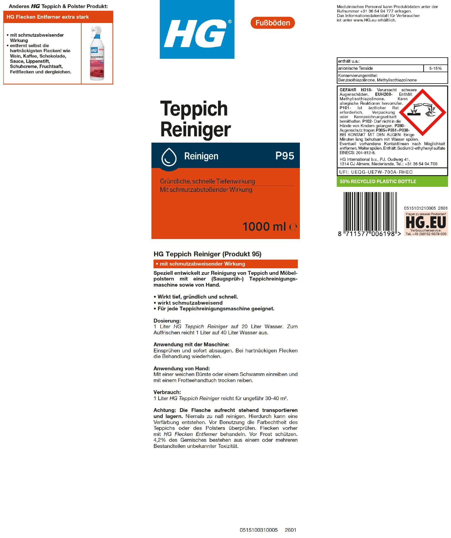Etikett: HG Teppich Reiniger