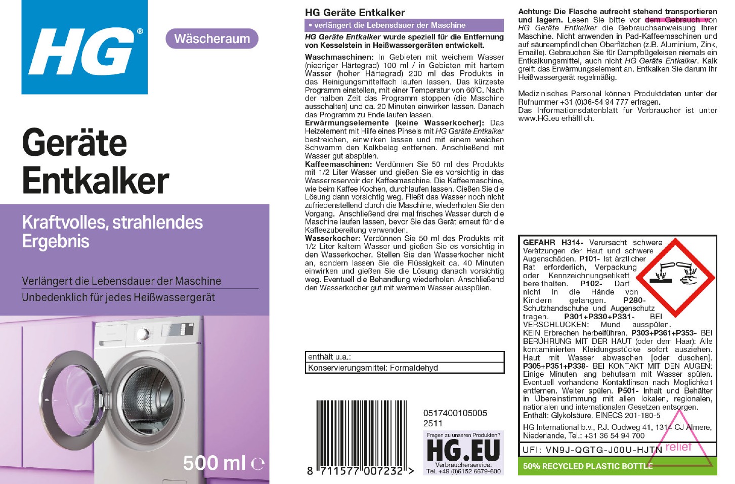 Etikett: HG Geräte Entkalker