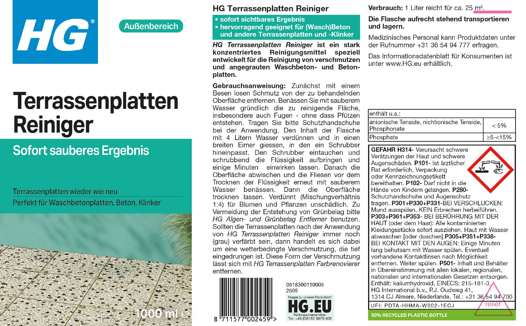 Etikett: HG Terrassenplatten Reiniger
