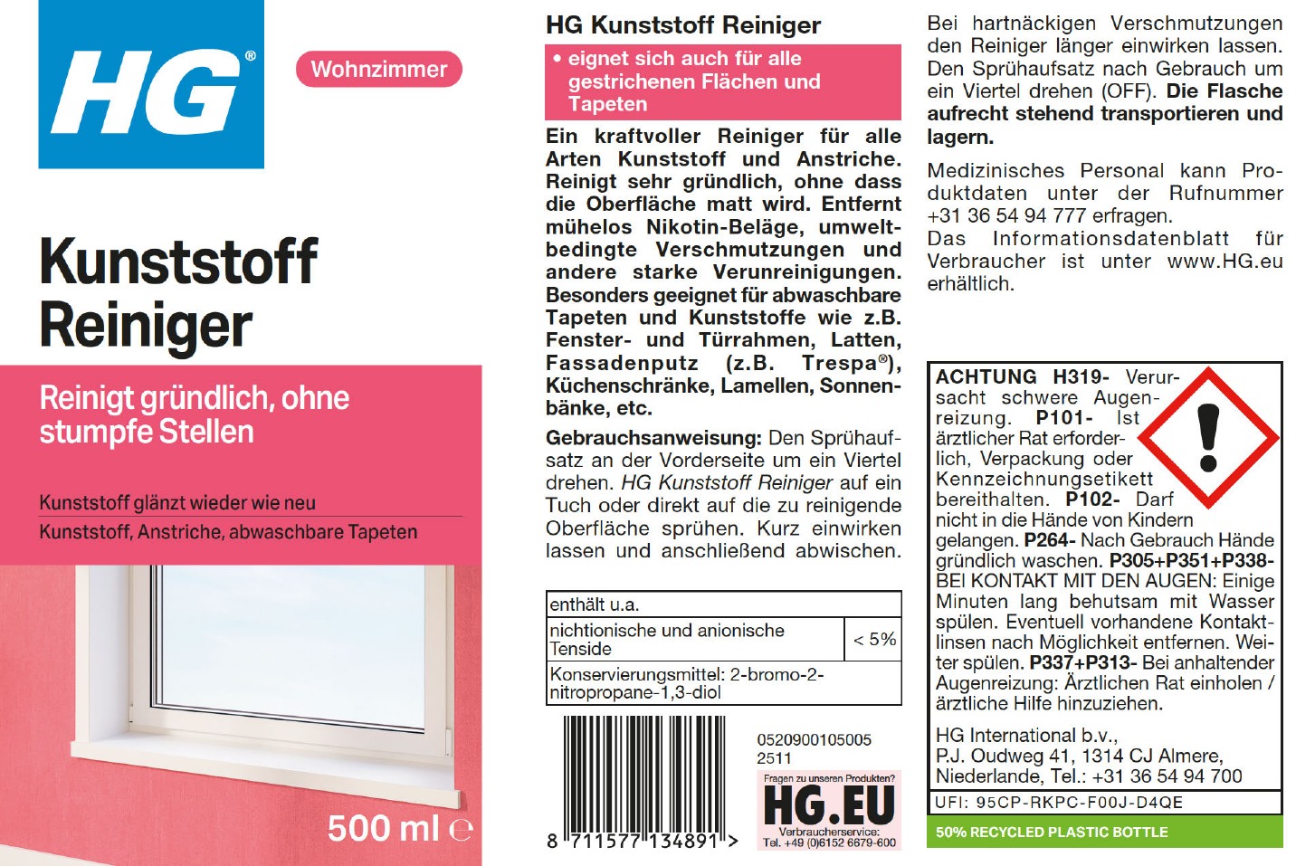 Etikett: HG Kunststoff Reiniger