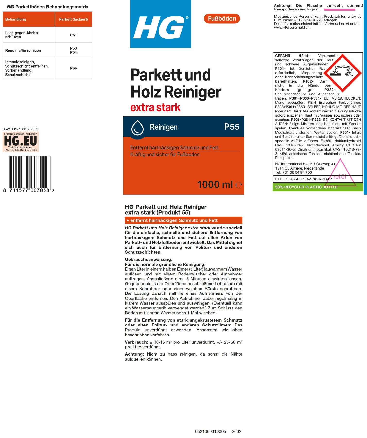 Etikett: HG Parkett Reiniger extra stark