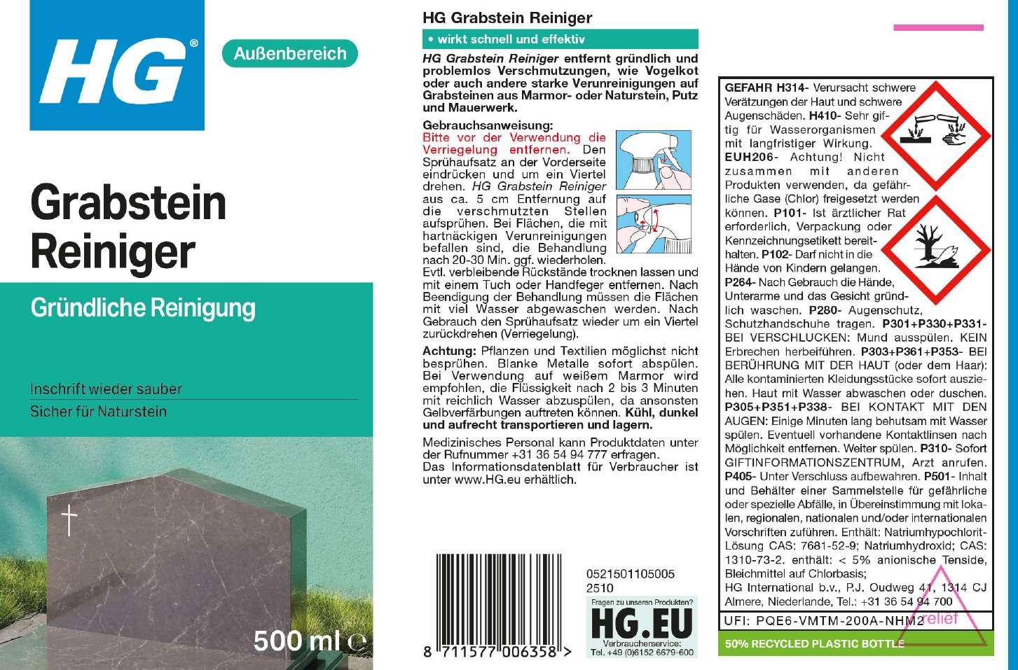 Etikett: HG Grabstein Reiniger