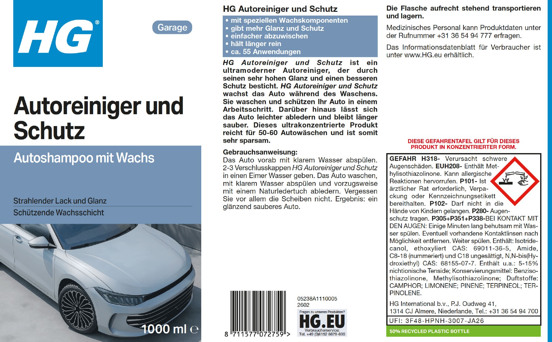 Etikett: HG Autoreiniger und Schutz