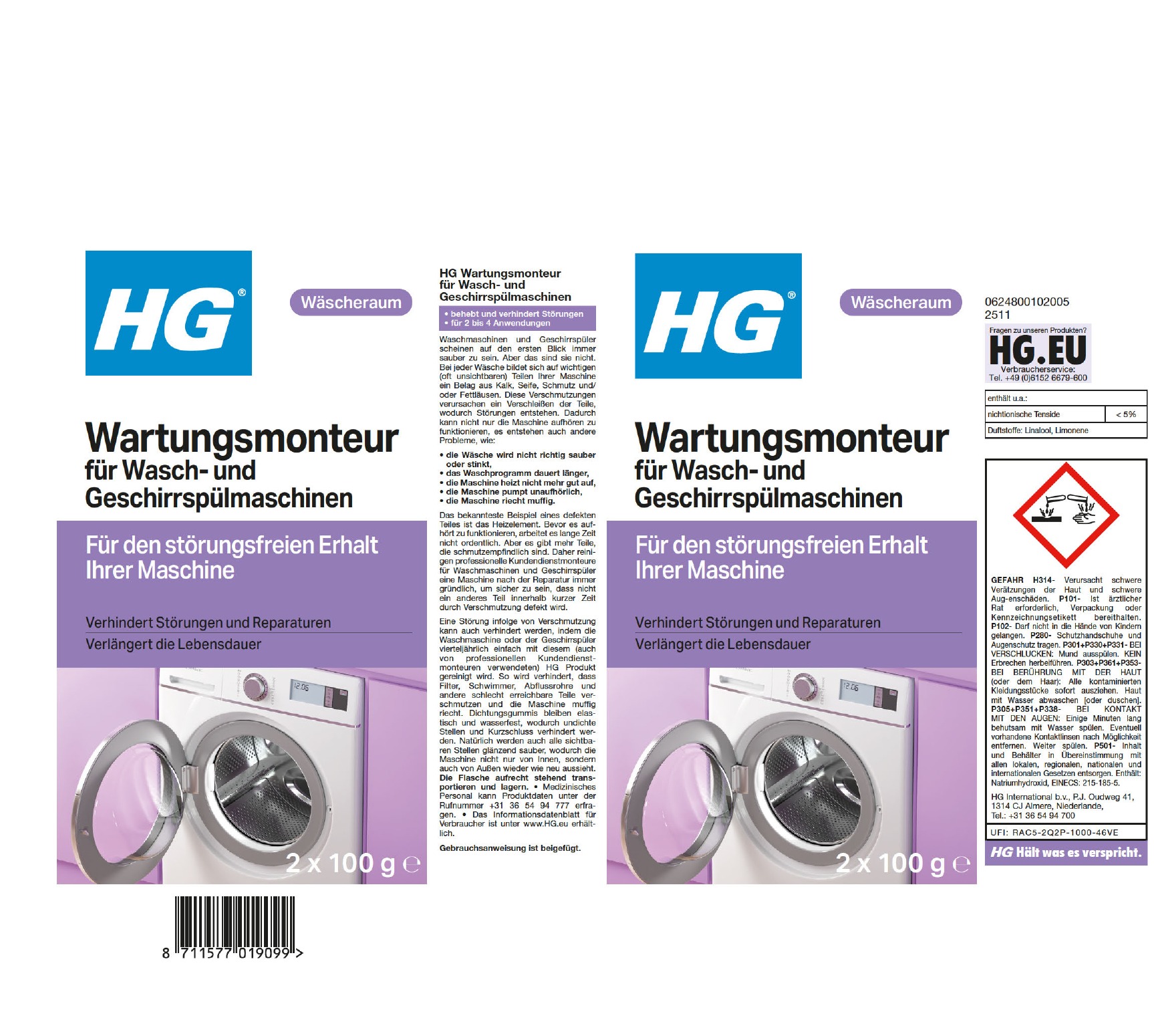 Etikett: HG Wartungsmonteur für Wasch- und Geschirrspülmaschinen
