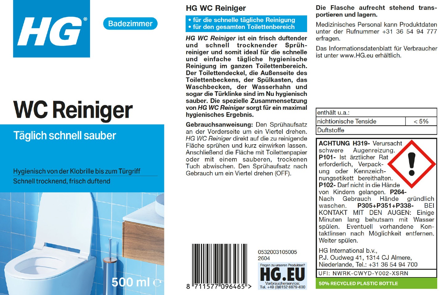 Etikett: HG Sanitär Reiniger