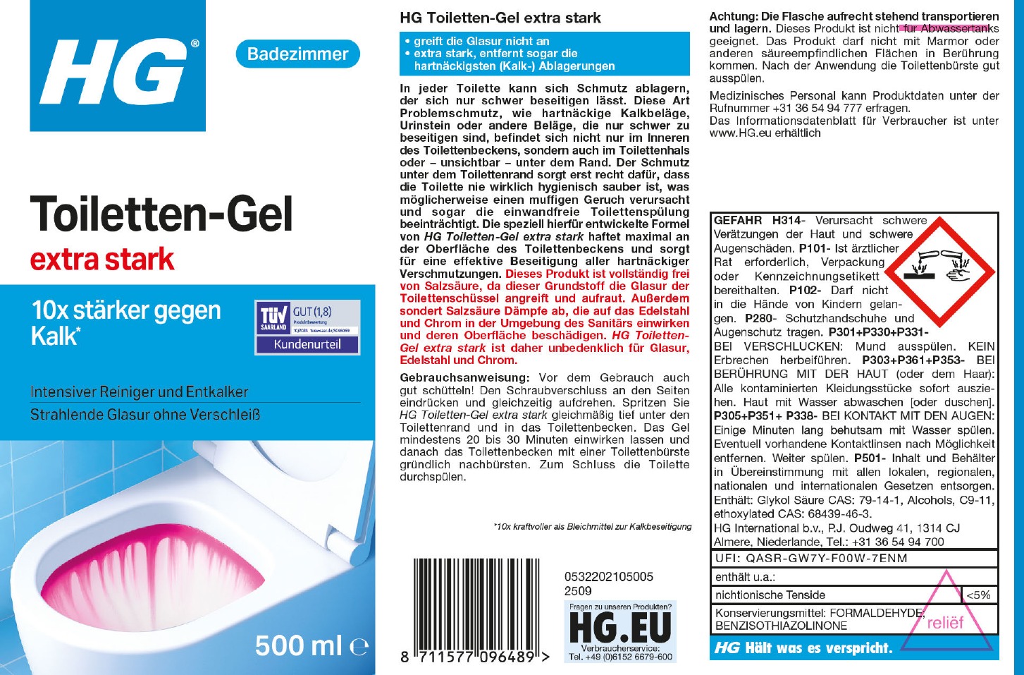 Etikett: HG Toiletten-Gel extra stark