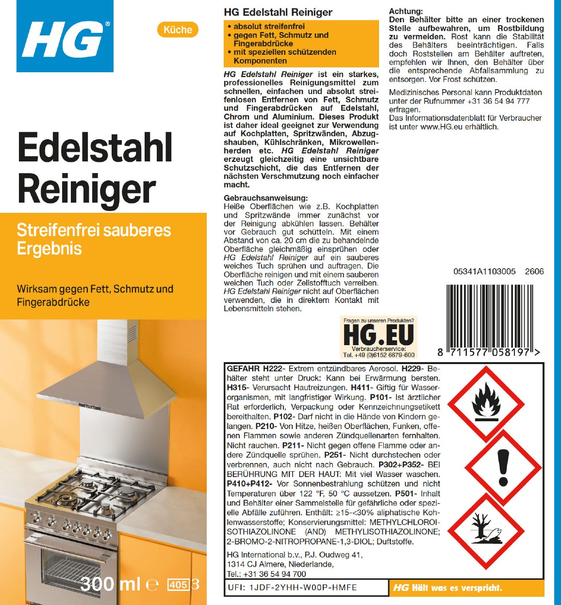 Etikett: HG Edelstahl Reiniger