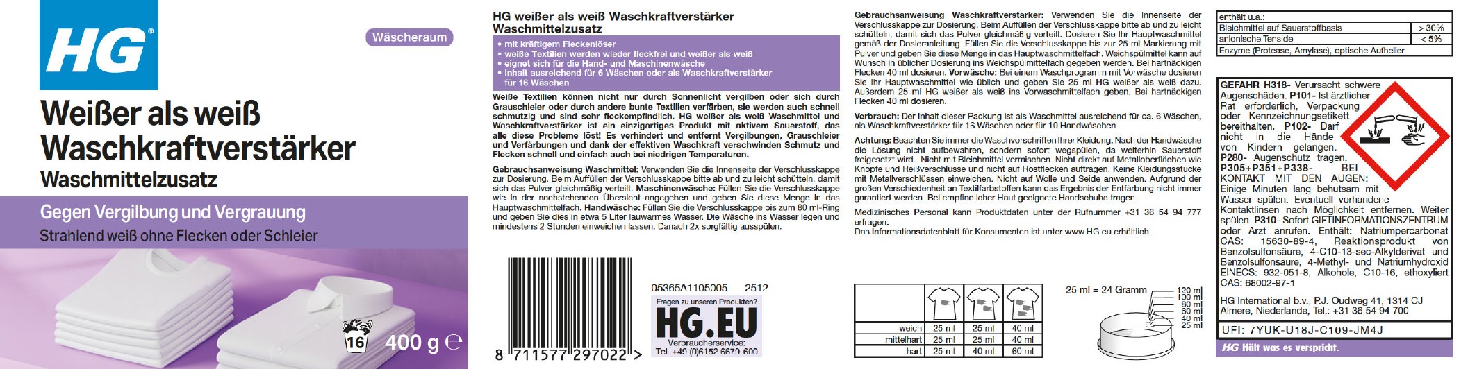 Etikett: HG weißer als weiß Waschkraftverstärker