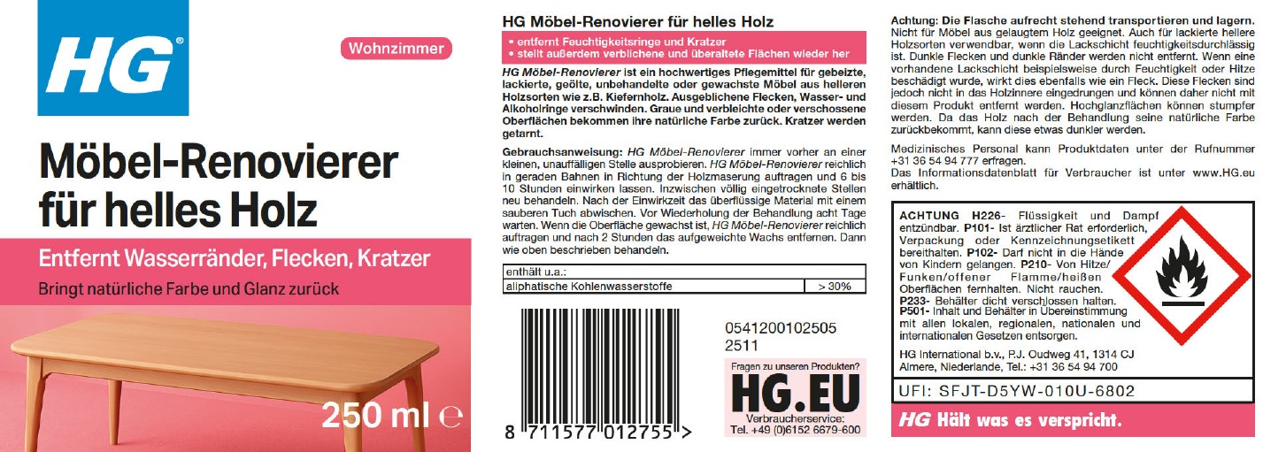 Etikett: HG Möbel-Renovierer für helles Holz