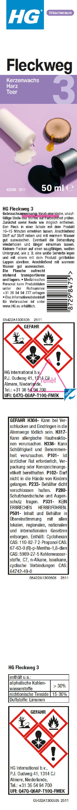 Etikett: HG Fleckweg Nr. 3