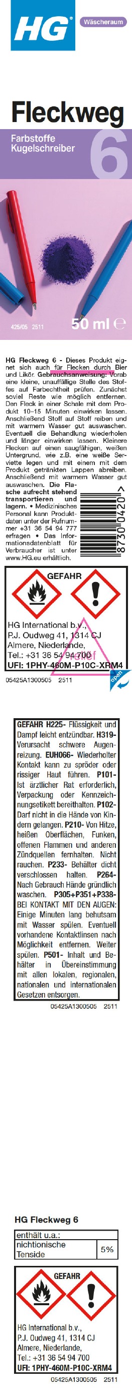 Etikett: HG Fleckweg Nr. 6