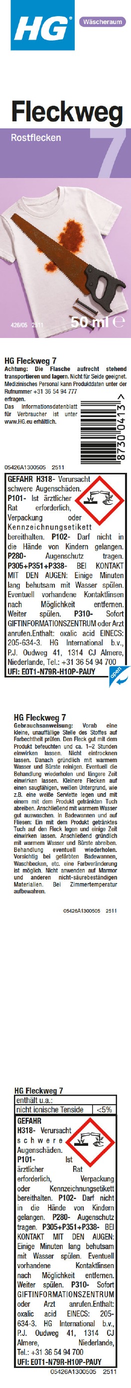 Etikett: HG Fleckweg Nr. 7
