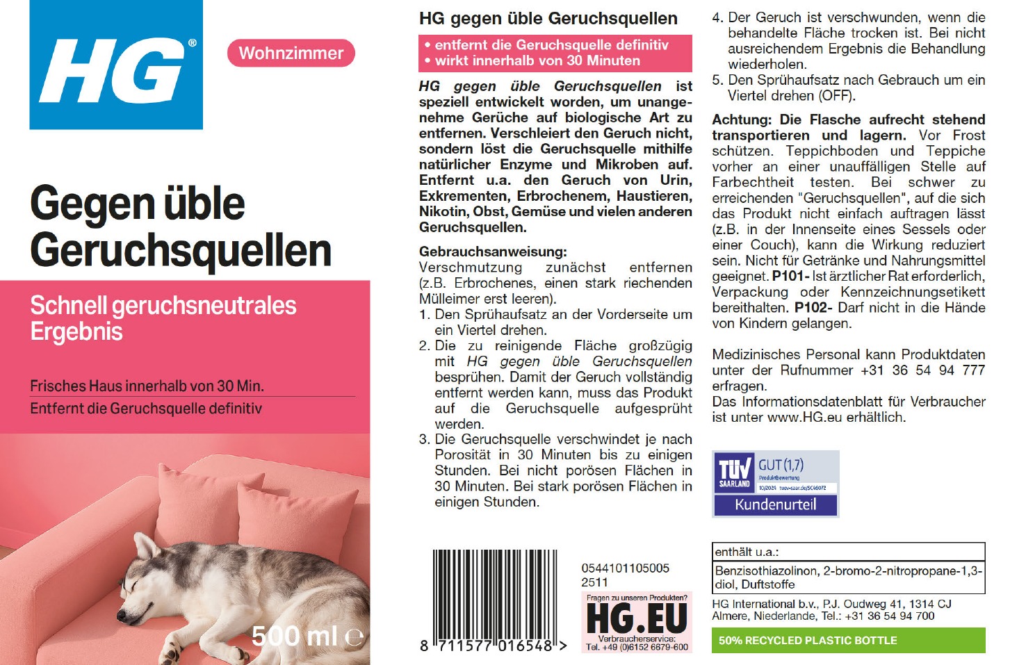 Etikett: HG gegen üble Geruchsquellen