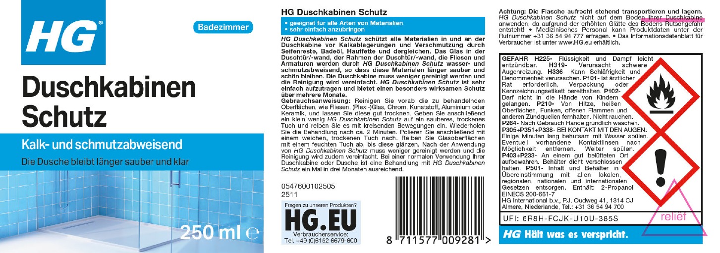 Etikett: HG Duschkabinen Schutz