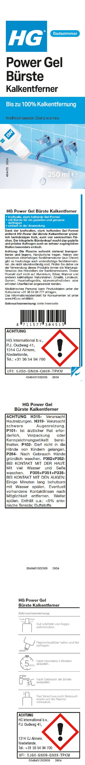 Etikett: HG Power Gel Bürste Kalkweg
