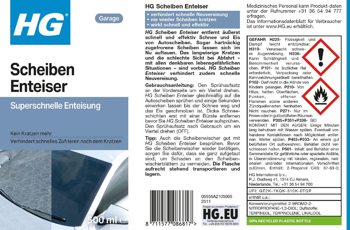 Etikett: HG Scheiben Enteiser