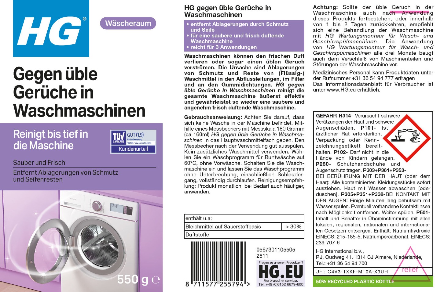 Etikett: HG gegen üble Gerüche in Waschmaschinen