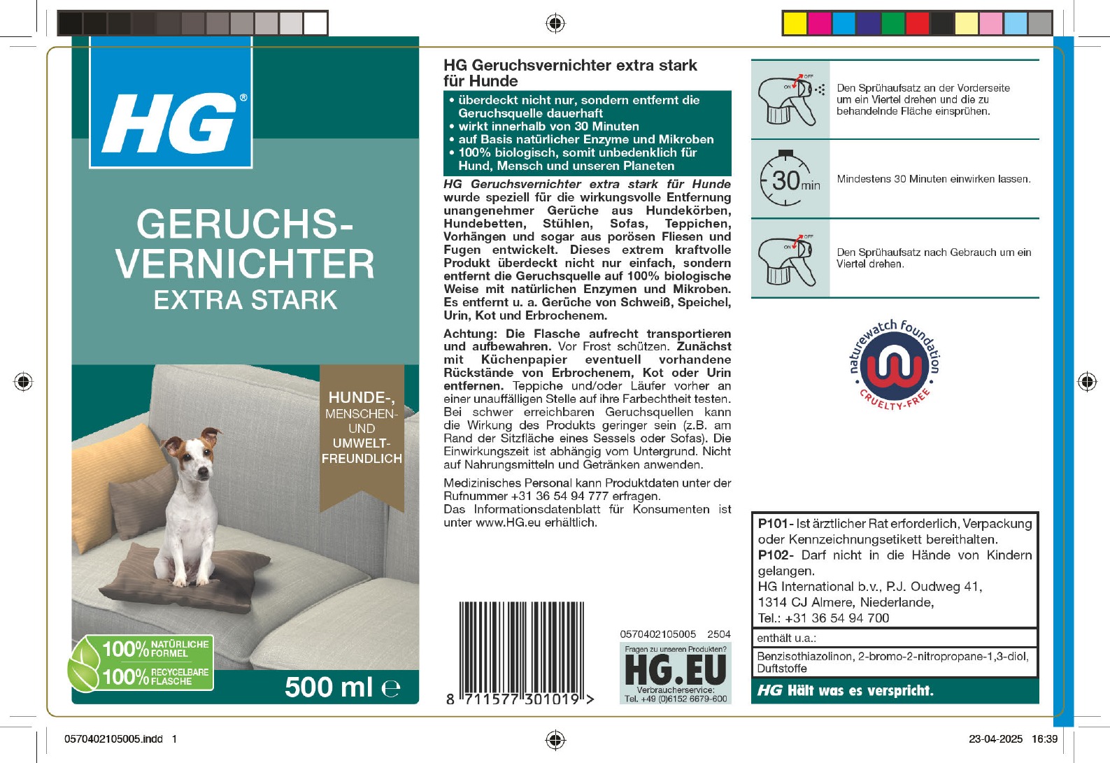 Etikett: HG Geruchsvernichter extra stark für Hunde