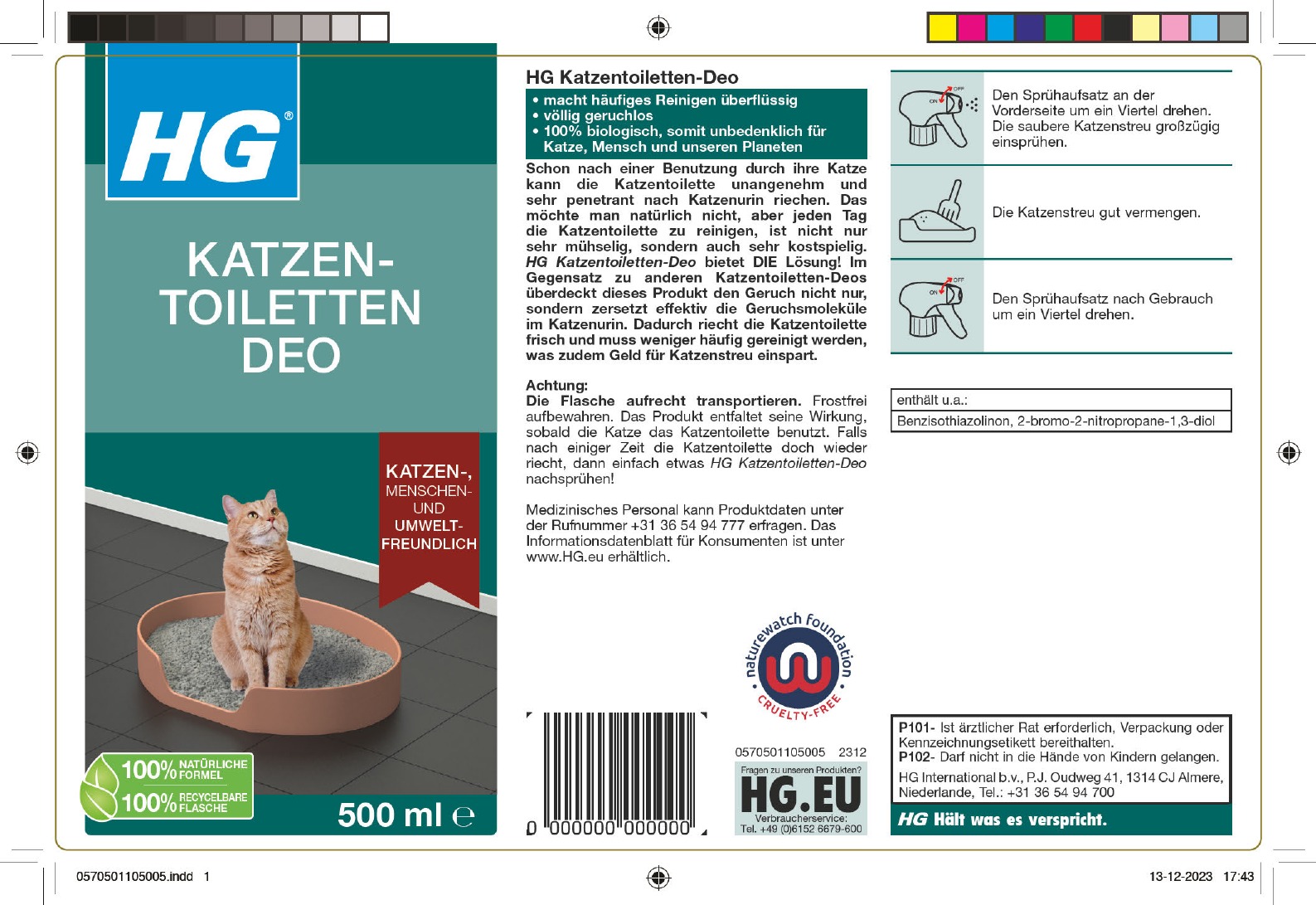 Etikett: HG Katzentoiletten-Deo